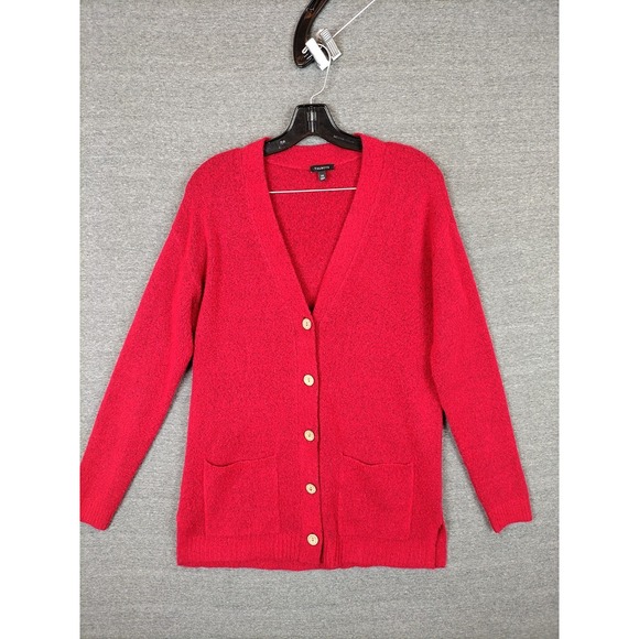 Tahari Womens Sweater XS Red Alpaca Wool Blend Cardigan Career Capsule Cozy - Picture 1 of 8